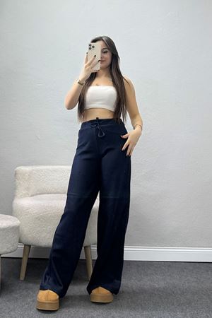 Şardonlu Selanik Kumaş Pantolon Lacivert - 51066.1837.