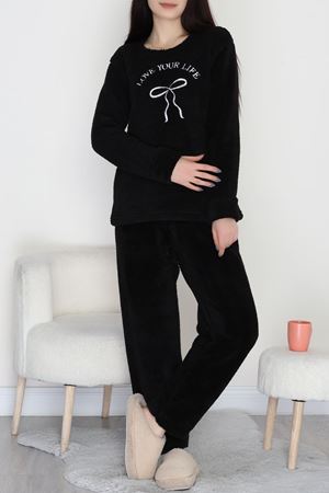 Peluş Pijama Takımı Siyah - 52104.1961.
