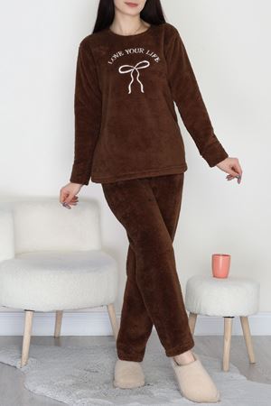Peluş Pijama Takımı Kahve - 52104.1961.