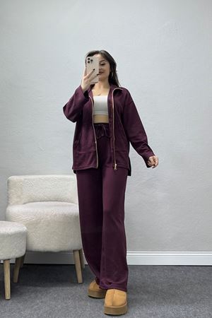 Fermuarlı Oysho Kumaş Takım Mürdüm - 4132.1247.