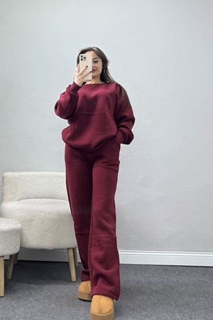 Üç İplik Eşofman Takımı Bordo - 70779.1878.