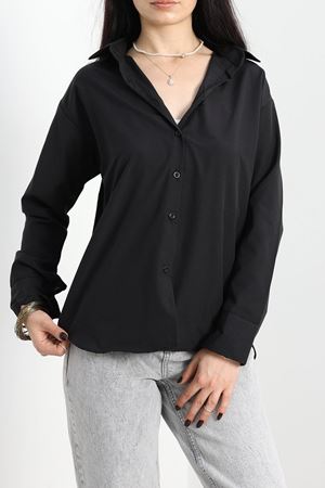 Terikoton Oversize Gömlek Siyah - 30829.1949.