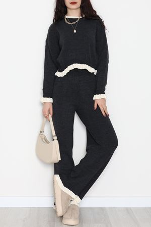 Fırfır Detay Triko Takım Antrasit - 2053.1247.
