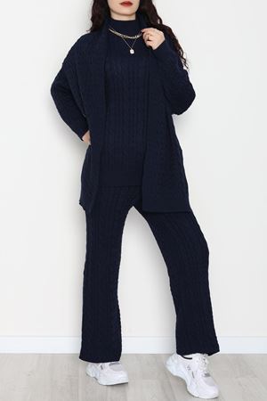 Atkılı 3'Lü Triko Takım Lacivert - 2288.1247.
