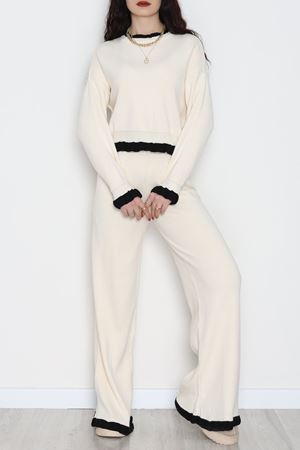 Fırfır Detay Triko Takım Bej - 2053.1247.