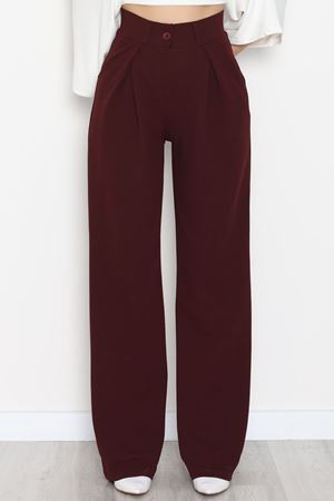 Pileli Palazzo Pantolon Bordo - 51047.1999.