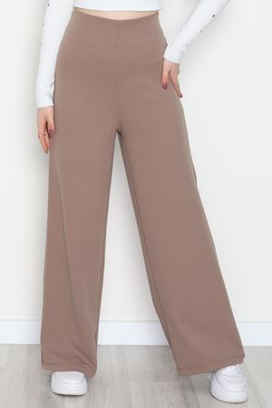 Full Likra İthal Krep Yandan Fermuarlı Pantolon Vizon - 90161.1837.