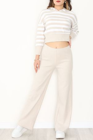 Kapşonlu Raporlu İnterlok İkili Takım Bejbeyaz - 42742.1567.