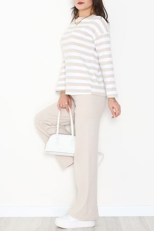 Bisiklet Yaka Raporlu İnterlok Takım Bejbeyaz - 42740.1567.