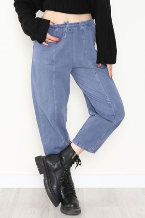 Yıkamalı Havuç Pantolon Açıkmavi - 51212.1779.