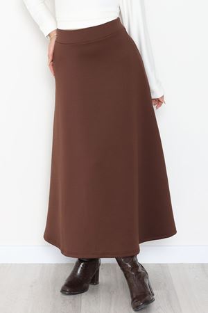 Puf Scuba Kumaş Uzun Etek Kahve - 51104.1355.