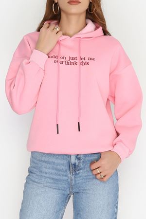 3 İplik Kapşonlu Nakışlı Sweat Pembebordo - 42221.1878.