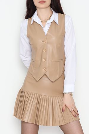 Pu Deri Piliseli Etek Sütlükahve - 51097.1779.