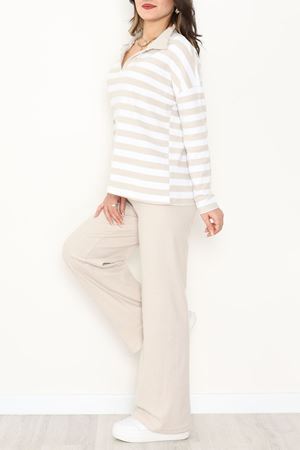 Polo Yaka Raporlu İnterlok Takım Bejbeyaz - 42738.1567.