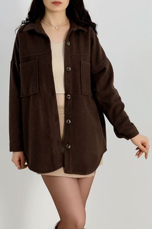 Çift Cep Kaşe Gömlek Acıkahve - 20258.1775.