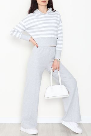 Kapşonlu Raporlu İnterlok İkili Takım Gribeyaz - 42742.1567.