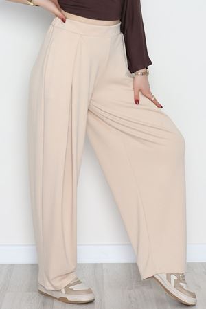 Ters Pileli Modal Pantolon Bej - 4082.1247.