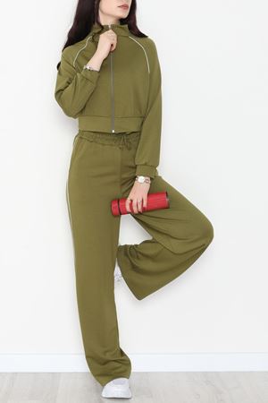 Biyeli Crop Eşofman Takımı Yeşil - 4130.1247.