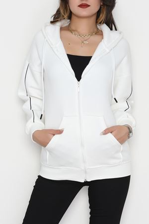 3 İplik Oversize Biyeli Sweat Ekru - 42503.1878.
