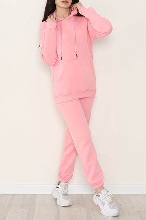 Kapşonlu 3 İplik Eşofman Takımı Pembe - 20965.1878.