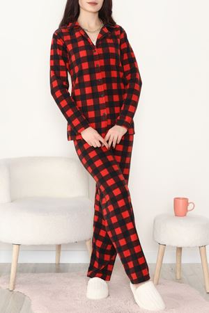 Önü Düğmeli Polar Takım Kırmızıekose - 451.1287.