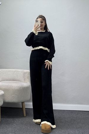 Fırfır Detay Triko Takım Siyah - 2053.1247.