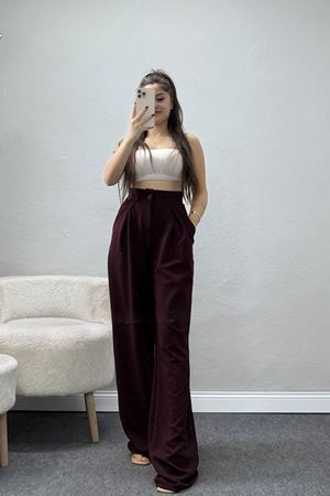 Pileli Palazzo Pantolon Bordo - 51047.1999.