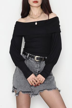 Buzzy Madonna Yaka Bluz Siyah - 1003.2119.