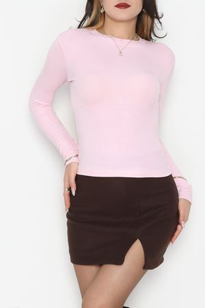 Bisiklet Yaka Kolu Fiyonklu Bluz Pembe - 1045.2119.