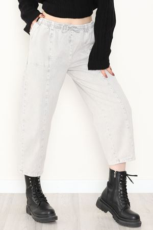 Yıkamalı Havuç Pantolon Açıkgri - 51212.1779.