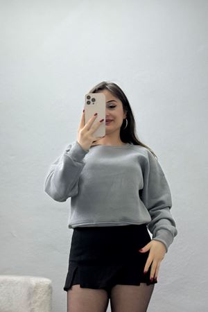 Bisiklet Yaka 3 İplik Sweat Antrasit - 20958.1878.