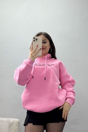 3 İplik Kapşonlu Nakışlı Sweat Pembebordo - 42221.1878.