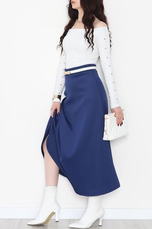 Puf Scuba Kumaş Uzun Etek Mavi - 51104.1355.