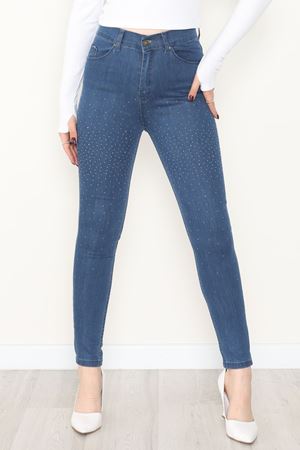 Taşlı Dar Paça Kot Pantolon İndigo - 31656.2112.