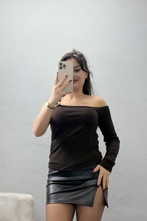 Buzzy Kumaş Tek Omuz Toka Detaylı Bluz Kahve - 1010.2119.