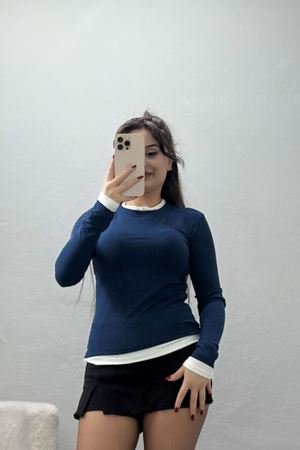 Buzzy Kumaş Bisiklet Yaka Parçalı Bluz Laci - 1054.2119.