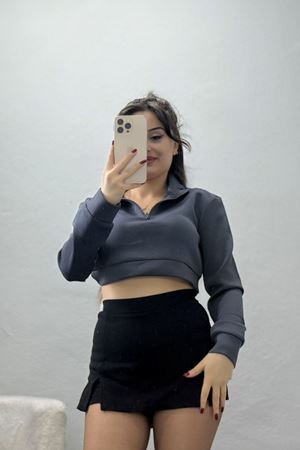 Scuba Yarım Fermuarlı Sweat Antrasit - 1066.2119.