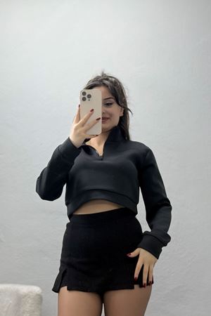 Scuba Yarım Fermuarlı Sweat Siyah - 1066.2119.