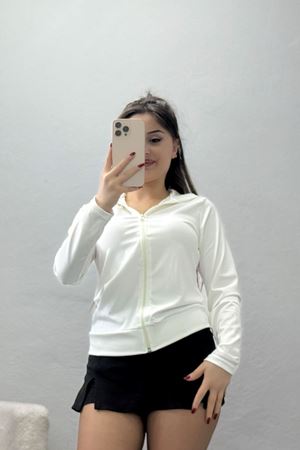 Kapşonlu Dalgıç Ceket Ekru - 50055.053.