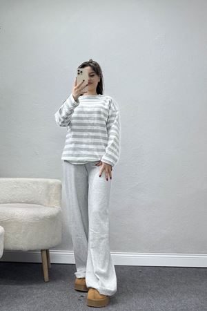 Bisiklet Yaka Raporlu İnterlok Takım Gribeyaz - 42740.1567.