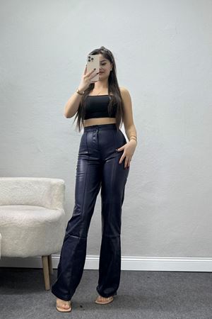 Pu Deri Çımalı Pantolon Lacivert - 51099.1779.