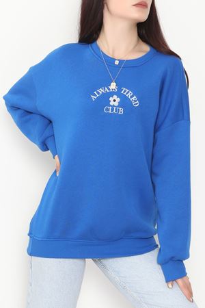 3 İplik Bisiklet Yaka Sweat Saks - 42239.1878.