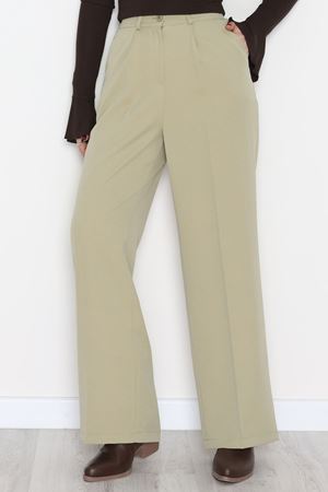 Dabıl Kumaş Bel Lastikli Palazzo Pantolon Çağla - 2082.1991.