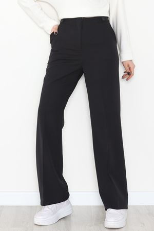 Dabıl Kumaş Yan Düğmeli Palazzo Pantolon Siyah - 2086.1991.