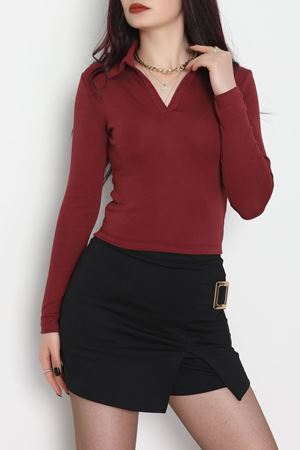 Ribana Kumaş Polo Yaka Body Bordo - 21938.200.