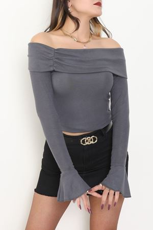 Madonna Yaka İspanyol Kol Bluz Antrasit - 1046.2119.