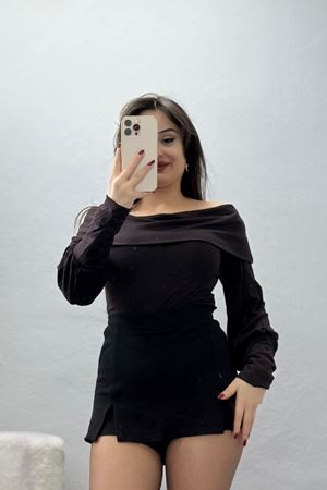 Buzzy Madonna Yaka Bluz Kahve - 1003.2119.