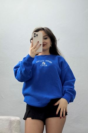 3 İplik Bisiklet Yaka Sweat Saks - 42239.1878.