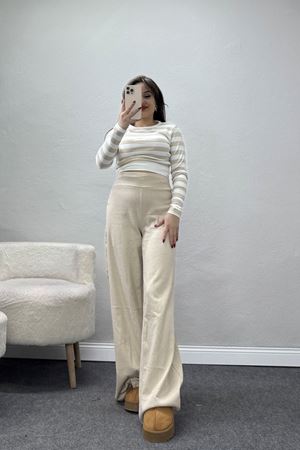 Bisiklet Yaka Raporlu İnterlok Takım Bejbeyaz - 42737.1567.