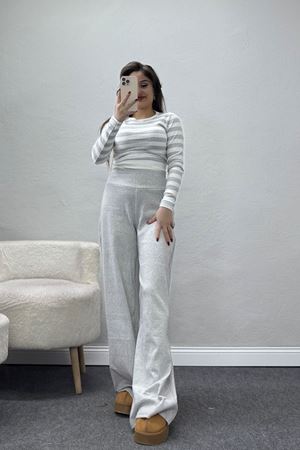 Bisiklet Yaka Raporlu İnterlok Takım Gribeyaz - 42737.1567.